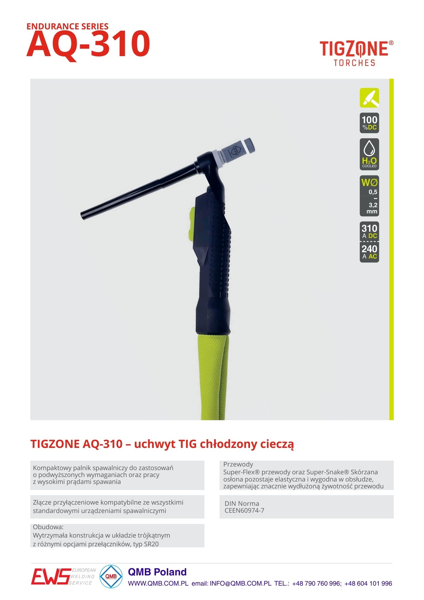 Mocny uchwyt spawalniczy AQ 310 TIG ZONE